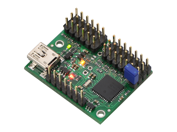 디바이스마트,기계/제어/로봇/모터 > 모터드라이버 > 서보모터 드라이버,Pololu,Mini Maestro 12-Channel USB Servo Controller (Partial Kit) #1353,약 2.8cm x 3.6cm. 서보컨트롤러 및 I/O 보드. (조립용) 컨트롤 수단 : USB, TTL (5V) serial, 내장된 프로토콜을 통한 배터리 구동. Pulse rate : 1 ~ 333 Hz (설정가능) / Wide pulse range : 64 ~ 4080 μs