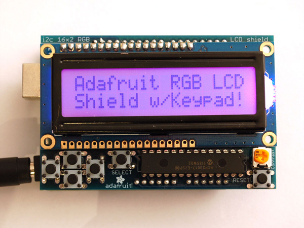 RGB LCD Shield Kit w/ 16x2 Character Display - Only 2 pins used! - POSITIVE DISPLAY [ada-716]