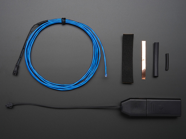 디바이스마트,LED/LCD > LED 관련 상품 > EL Wire/tape/sheet,Adafruit,EL wire starter pack - Blue 2.5 meter [ada-583],2.5 M 고휘도 EL Wire !! / EL 인버터, 히트싱크, 구리테이프, 폼테이프 포함(배터리 별매) / Blue