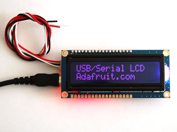 USB + Serial Backpack Kit with 16x2 RGB backlight negative LCD - RGB on Black [ada-784]