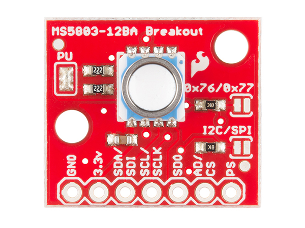 디바이스마트,MCU보드/전자키트 > 센서모듈 > 기압/무게/로드셀/Flex > 압력/무게/로드셀,SparkFun,SparkFun Pressure Sensor Breakout - MS5803-14BA [SEN-12909],MS5803-14BA Pressure Sensor Breakout / I2C and SPI interface