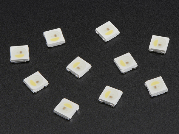 디바이스마트,LED/LCD > SMD LED(칩타입) > 5050 사이즈,Adafruit,NeoPixel RGBW LEDs w/ Integrated Driver Chip - Natural White - ~4500K - White Casing - 10 Pack [ada-2758],800 KHz 프로토콜 사용 / PWM rate : 400Hz / 5mm x 5mm