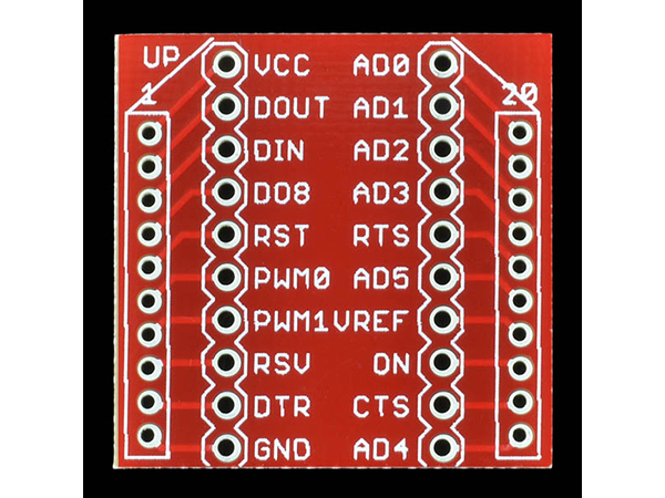 디바이스마트,MCU보드/전자키트 > 통신/네트워크 > 지그비,SparkFun,Breakout Board for XBee Module  [BOB-08276],20 Pin으로 구성된 Xbee breakout board 입니다.
