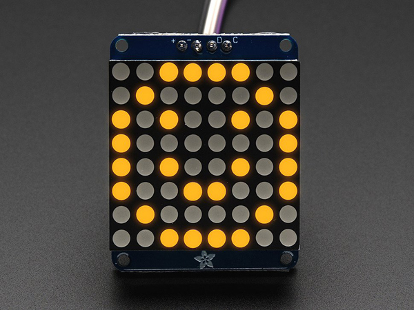 Adafruit Small 1.2인치 8x8 LED Matrix w/I2C Backpack - Yellow [ada-1050]