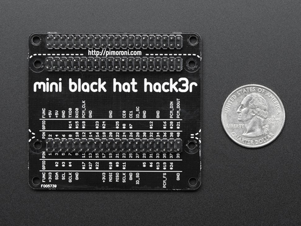 디바이스마트,오픈소스/코딩교육 > 라즈베리파이 > 확장보드/HAT,Adafruit,Pimoroni Mini Black HAT Hack3r - Fully Assembled [ada-3182],라즈베리파이에 GPIO 핀을 연결할수 있는 HAT입니다.