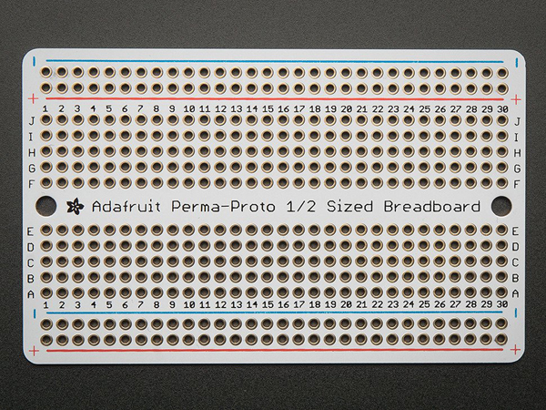 디바이스마트,커넥터/PCB > PCB기판/관련상품 > 특수기판 > 특수제작 PCB,Adafruit,Adafruit Perma-Proto Half-sized Breadboard PCB - 3 Pack! [ada-571],양쪽 사이드에 4개의 파워 버스 라인이 있고 1.2mm 지름의 드릴홀이 뚫려져 있는 프로토타입 보드입니다.