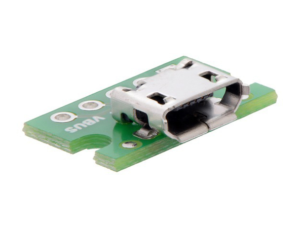 디바이스마트,MCU보드/전자키트 > 통신/네트워크 > USB관련,Pololu,USB Micro-B Connector Breakout Board #2586,USB Micro-B 커넥터를 활용하기 위한 커넥터 보드 / 2.54mm 간격의 5개 핀 홀 제공
