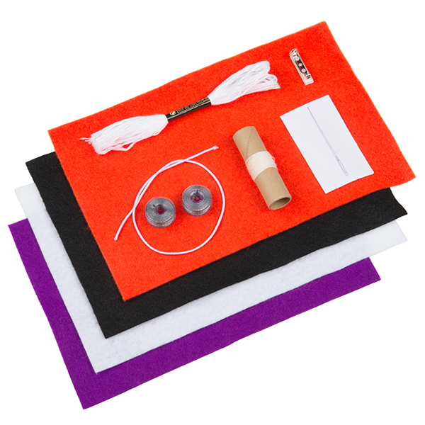 디바이스마트,MCU보드/전자키트 > 전원/신호/저장/응용 > 웨어러블 > 보드/모듈/키트,SparkFun,릴리패드 웨어러블 기초 키트 LilyPad Sewable Electronics Kit [KIT-13927],LilyPad 제품군을 활용해 섬유, 의류 등 입는 것에 바느질(e-sewing, e-textile)을 하면서 쉽게 웨어러블(Wearable)을 배우고 경험해볼 수 있는 초급자용 키트