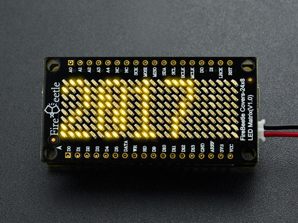 디바이스마트,LED/LCD > FND/도트매트릭스 > 도트매트릭스 > 기타,DFROBOT,FireBeetle 24×8 LED Matrix - Yellow [DFR0487],배열 : 24x8 / 사이즈 : 24x58mm / 전압 : 3.3~5V / 픽셀 : 192 / 색상 : 옐로우(Yellow)