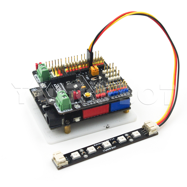 디바이스마트,MCU보드/전자키트 > 디스플레이 > LED,YwRobot,아두이노 SK6812 5050 레인보우 LED 모듈 [ELB080006],아두이노 호환 / 5PH2.0 듀얼 인터페이스 / RainBow LED TL5 / 칩: SK6812 (LED 내장) / LED 5050 패키지 RGB 하이라이트 * 5 전압: 5V / 사이즈: 84*10mm