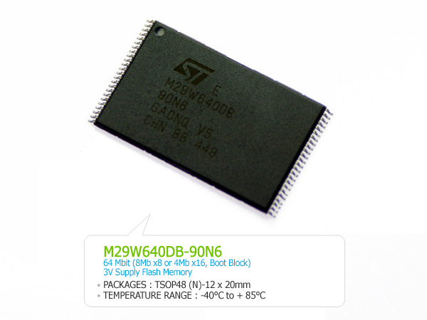 디바이스마트,반도체/전자부품 > 메모리 IC > Flash Memory,ST,M29W640DB-90N6,64Mbit( 8Mbx8, 4Mbx16 ) NOR 형 플래쉬 메모리