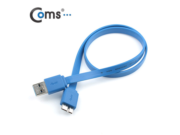 디바이스마트,케이블/전선 > USB 케이블 > 데이터케이블(MM) > USB 3.0 micro B타입(5핀),Coms,USB 3.0/Micro USB(B) 케이블 (청색/Flat형), 50cm [IT702],USB 3,0 A to micro B 타입 플랫 케이블 / 길이 : 50cm / 색상 : 청색 / 최대 5Gbps 전송 속도 / USB 2,0 / 1.1 호환