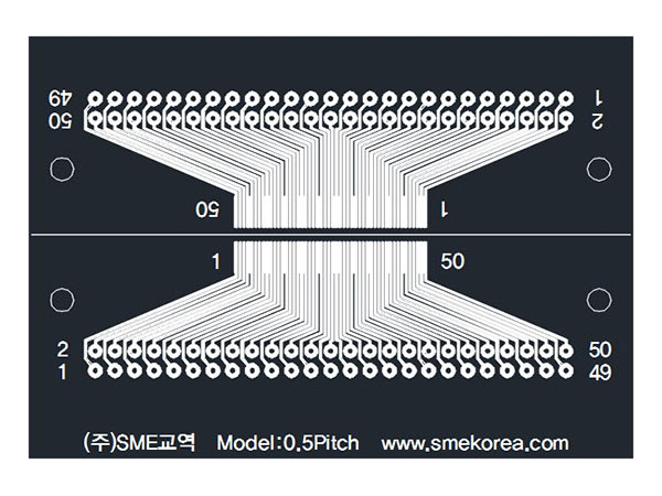 SMT 콘넥트 변환용 기판 : 양면 금도금 - 0.5mm Pitch