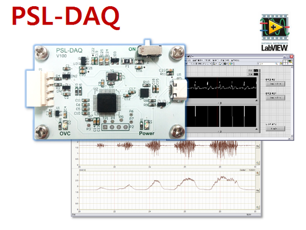 디바이스마트,MCU보드/전자키트 > 센서모듈 > 근전도/심박/바이오 > 근전도/심박,(주)피지오랩,PSL-DAQ(소형 2채널 아날로그 신호 데이터획득 모듈),2채널 아날로그 신호 데이터획득 모듈, 생체신호, ECG 심전도 측정, EMG 근전도 측정, DAQ, 랩뷰 라이브러리