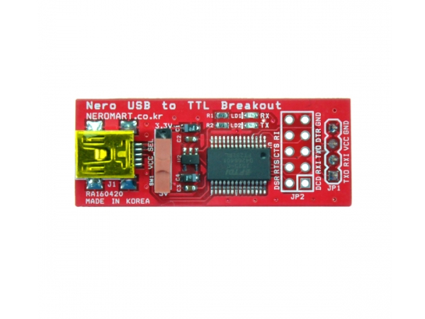 디바이스마트,MCU보드/전자키트 > 개발용 장비 > USB컨버터/RS232컨버터,AVRMALL,Nero USB to TTL Breakout (4pin Socket) (NER-13890),FTDI 5V/3.3V 소켓 타입 - USB to TTL 변환 보드, avrmall board 와 호환