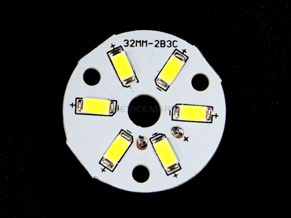디바이스마트,LED/LCD > LED 인테리어조명 > LED 전구,SZH-LD,LED조명 제작용 원형기판 SMD LED (3W/32mm/웜화이트) [SZH-LD036],사이즈 : 32mm / 전원 : DC 6V~10V , 3W / 색상 : 웜화이트(Warm White)5730 SMD LED 6개