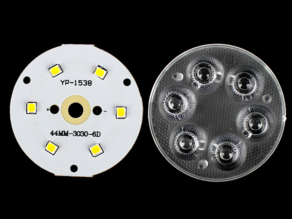 조명용 원형기판 LED + 렌즈 세트 6W 44mm [SZH-LD407]