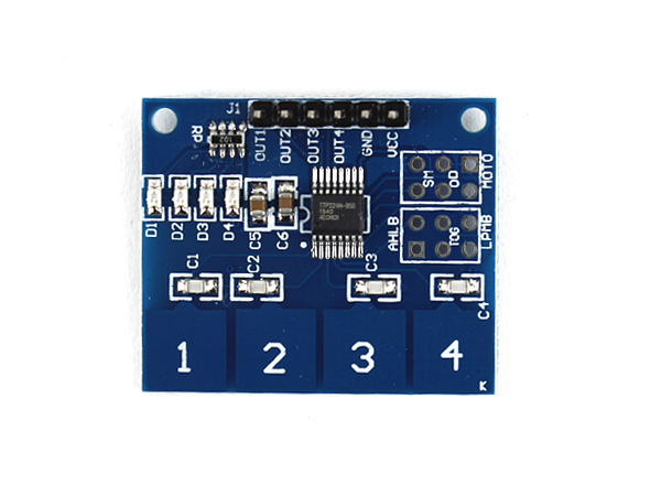 디바이스마트,MCU보드/전자키트 > 센서모듈 > 기울기/진동/충격/터치 > 터치/지문/전도성,SZH,TTP224 아두이노 4채널 터치 키패드 모듈 [SZH-SSBH-099],On-board 4-key TTP224 capacitive touch sensor IC / 4 status indicator LED / Voltage: 2.4V - 5.5V / Size: 35mm x 29mm