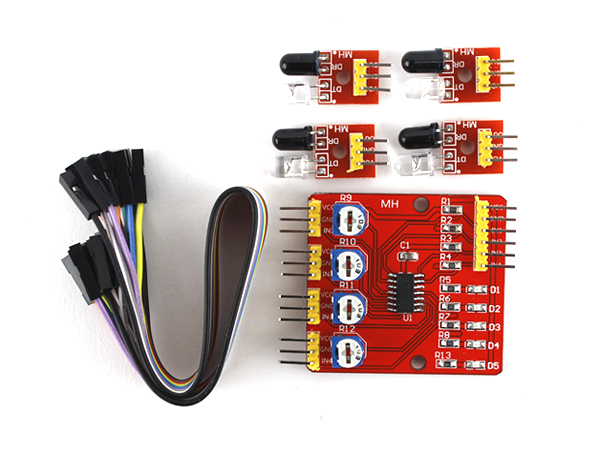 디바이스마트,MCU보드/전자키트 > 센서모듈 > 라이다/거리/초음파/라인 > 적외선(IR)/라인,SZH,4채널 라인 트레이서 적외선 장애물회피 센서 모듈 [SZH-SSBH-006],TCRT5000 센서 기반 / 라인트레이서 제작 시 라인 구별 등에 활용되는 모듈 / Voltage : DC 3.3V - 5V / Control panel : 4.4 * 4.0 * 12mm / Small plate forward : 25 * 12 * 12mm