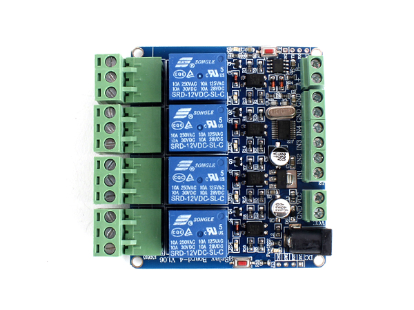 디바이스마트,MCU보드/전자키트 > 전원/신호/저장/응용 > 릴레이,SZH,STM8S103F3 4채널 RS485 통신 릴레이 모듈 [SZH-RLBG-033],프로그래밍 가능한 STM8S103F3 Microcontroller(with SDK) 및 4 channel Optocoupler 내장 / Voltage: DC 12V / Maximum load: 10A 250VAC, 10A 30VDC / Size: 77mm x 78mm x 20mm