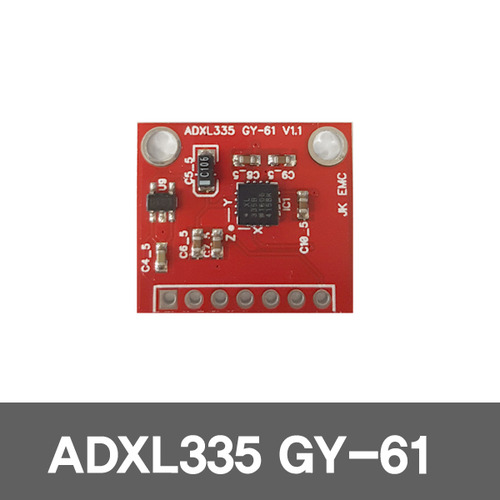 디바이스마트,MCU보드/전자키트 > 센서모듈 > 가속도/자이로/지자기 > 가속도,JK전자,ADXL335 3축 Accelerometer 가속도 센서 GY-61 3.3/5V 레귤레이터 내장형,ADXL335는 3축(X, Y, Z)을 기준으로 회전각의 변화에 대한 가속도를 구할 수있는데, 3축의데이터를아날로그 값으로 출력해준다.