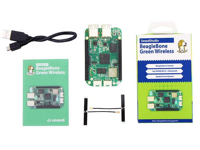 디바이스마트,오픈소스/코딩교육 > 라떼판다/비글본/기타,Seeed,무선 비글본 그린 SeeedStudio BeagleBone Green Wireless [H102010048],비글본 블랙 100% 호환 / Wi-Fi 802.11b/g/n 2.4GHz(STA+AP) 및 Bluetooth 4.1 LE(A2DP) 지원 / 2개의 Grove 커넥터, 4개의 USB 2.0 포트 / Wiki 페이지를 통한 자세하고 다양한 설명(영문) 제공