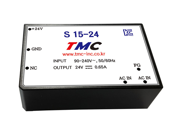 디바이스마트,전원/파워/배터리 > SMPS > Enclosure 타입 > 1채널 (Single),TMC,S15-24,Enclosure 타입 1채널 15W SMPS / 출력전압 : 24V / 출력전류 : 650mA / 입력전압 : AC 90~240V / 변환효율 : 80% / TMC