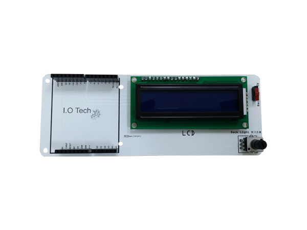디바이스마트,오픈소스/코딩교육 > 아두이노 > LED/LCD모듈,I.O Tech,[아두이노 쉴드] I. LCD (아두이노 기초 LCD 모듈),아두이노(Arduino) 우노 보드와 간단히 연결하여 사용할 수 있는 아두이노 쉴드형 모듈 / 텍스트(Character) LCD를 동작시켜 보는 쉴드형 모듈