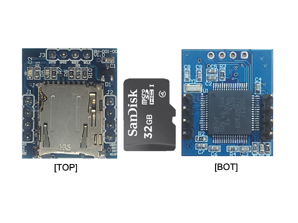 디바이스마트,MCU보드/전자키트 > 개발용 장비 > 롬라이터/데이터로거,헤디,BH-001-00 시리얼 SD카드 모듈,BH-001-00은 UART를 사용하여 FAT 파일 시스템을 사용하는 표준 microSD에 손쉽게 파일을 읽고 쓸 수 있는 인터페이스를 제공한다.