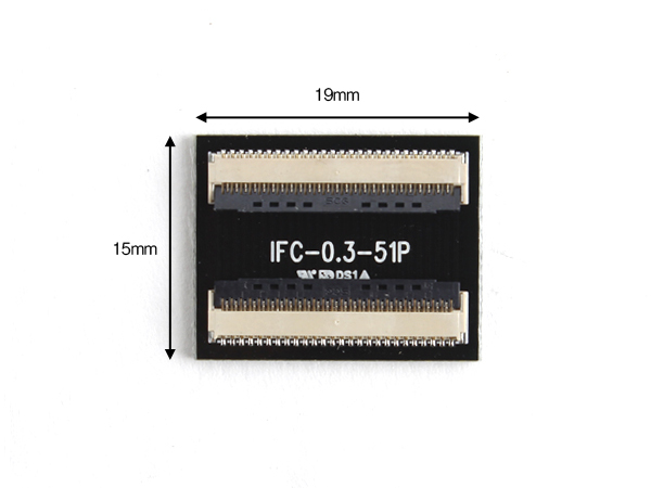 디바이스마트,커넥터/PCB > FFC/FPC 커넥터 > 50핀/51핀/52핀,IFC,0.3mm 피치 앙면 FFC케이블 연장및 접점변환용 컨버터 보드 [IFC-0.3-51P],FFC/FPC케이블연장 / 0.3mm pitch / 51 pin / 연장 및 접점변환용 보드 / size: 19mm x 15mm