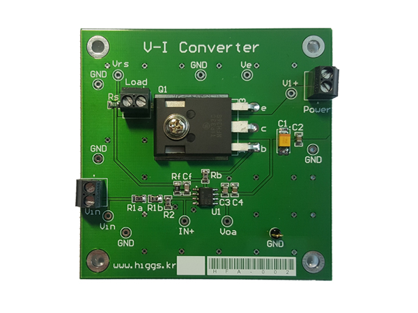 디바이스마트,MCU보드/전자키트 > 전원/신호/저장/응용 > ADC/DAC,헤디,V-I Converter Board(HFA-002),HFA-002 보드는 전압(0-5V) 입력에 대하여 전류(0-500mA)를 출력하는 정밀(1% 오차) 전압-전류 변환 보드입니다.