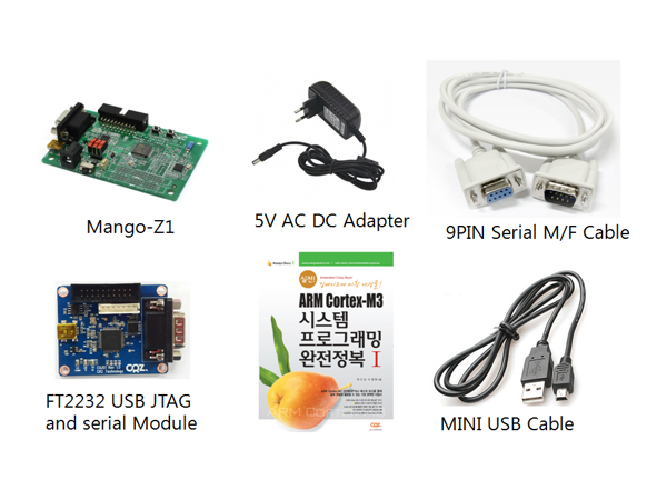 디바이스마트,MCU보드/전자키트 > 프로세서/개발보드 > ARM > Cortex-M3,(주)씨알지테크놀러지,Mango-Z1 Start Kit,Power Input : 5V, 1A / STM32F103RBT Cortex-M3 MCU 72MHz / DEBUG and Download : UART