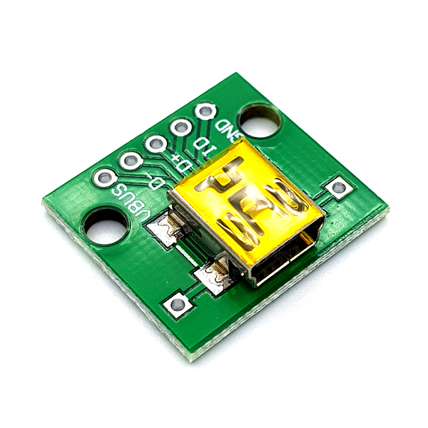 디바이스마트,MCU보드/전자키트 > 개발용 장비 > USB컨버터/RS232컨버터,SZH,MiniUSB-5P to 2.54mm DIP Adapter Board [SZH-EP118],mini USB B Type Socket / FEMALE / PCB 기판 변환 모듈 보드 / size 18mm x 20mm 