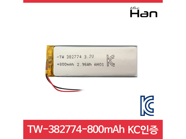 800mAh KC인증 리튬폴리머 배터리 [TW382774]
