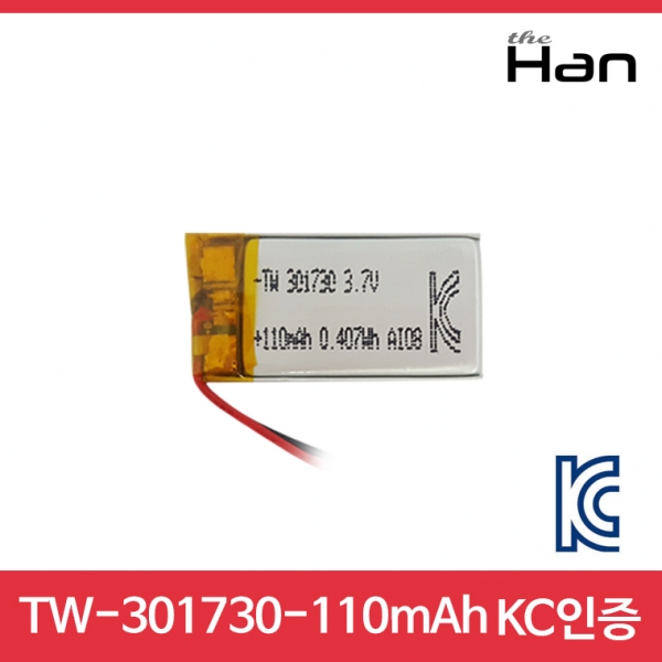 디바이스마트,전원/파워/배터리 > 배터리/배터리홀더 > 배터리팩 Pack > 리튬폴리머 Li-Po,주식회사 더한,110mAh KC인증 리튬폴리머 배터리 [TW301730],제조사 : 더한 / 전압 : 3.7V / 용량 : 110mAh / 소재 Li-Po / 출력단자 : A1251-02 / 특징 : 사이즈 : 1.7cm X 3.0cm