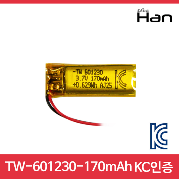 디바이스마트,전원/파워/배터리 > 배터리/배터리홀더 > 배터리팩 Pack > 리튬폴리머 Li-Po,주식회사 더한,170mAh KC인증 리튬폴리머 배터리 [TW601230],제조사 : 더한 / 전압 : 3.7V / 용량 : 170mAh / 소재 Li-Po / 출력단자 : A1251-02 / 특징 : 사이즈 : 1.2cm X 3.0cm