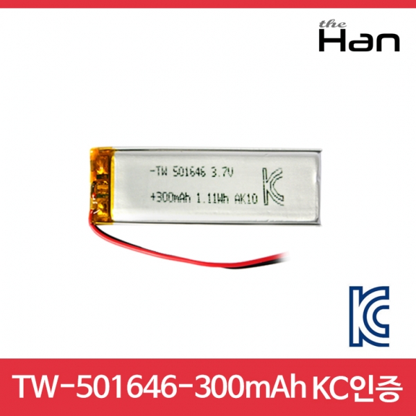 디바이스마트,전원/파워/배터리 > 배터리/배터리홀더 > 배터리팩 Pack > 리튬폴리머 Li-Po,주식회사 더한,300mAh KC인증 리튬폴리머 배터리 [TW501646],제조사 : 더한 / 전압 : 3.7V / 용량 : 300mAh / 소재 Li-Po / 출력단자 : A1251-02 / 특징 : 사이즈 : 1.6cm X 4.6cm