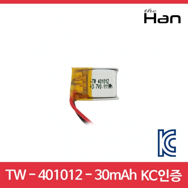디바이스마트,전원/파워/배터리 > 배터리/배터리홀더 > 배터리팩 Pack > 리튬폴리머 Li-Po,주식회사 더한,30mAh KC인증 리튬폴리머 배터리 [TW401012],제조사 : 더한 / 전압 : 3.7V / 용량 : 30mAh / 소재 Li-Po / 출력단자 : A1251-02 / 특징 : 사이즈 : 1.0cm X 1.2cm