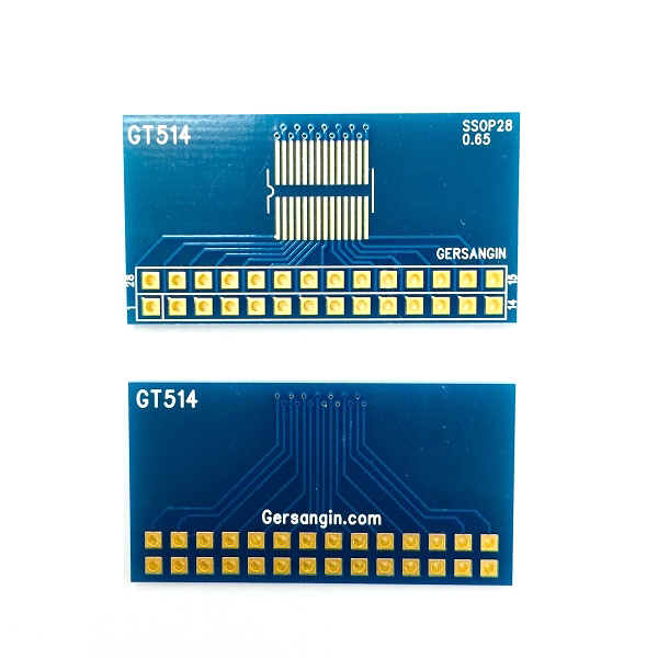 디바이스마트,커넥터/PCB > PCB기판/관련상품 > IC 변환기판 > SOP/TSOP,거상인,[GT 514] SSOP-28-0.65mm 변환기판 pcb adapter TSSOP SO,Type : SSOP / Pitch : 0.65mm / Pin : 28 /  Hole : 2.54mm / Size : 38.0 * 20.0