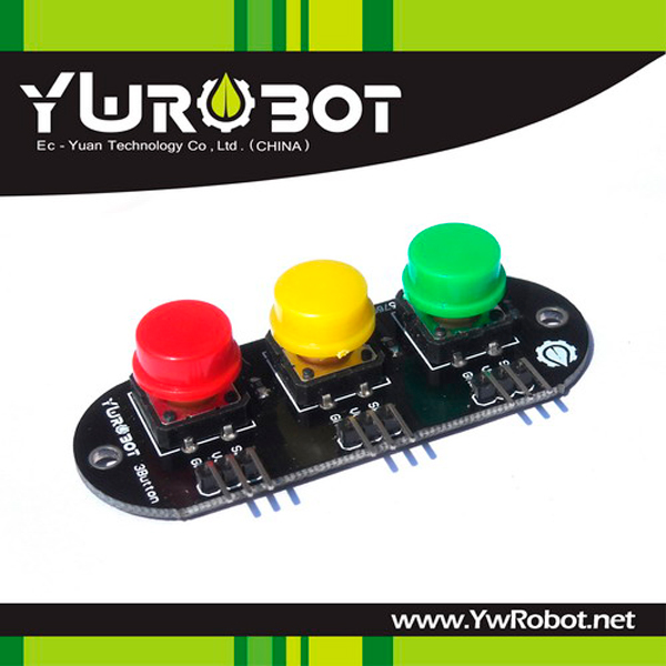 디바이스마트,MCU보드/전자키트 > 버튼/스위치/제어/RTC > 버튼/스위치/조이스틱,YwRobot,대형 3버튼 모듈 레드/옐로우/그린 [ELB030631],아두이노, SCM, ARM, 라즈베리파이 호환 / 색상: 레드,옐로우,그린 / 전압: 3.5, 5V / 사이즈: 67*24mm