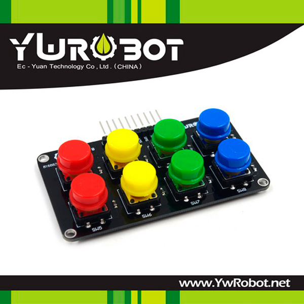 디바이스마트,MCU보드/전자키트 > 버튼/스위치/제어/RTC > 버튼/스위치/조이스틱,YwRobot,Omron 8버튼 모듈 [ELB040647],아두이노, SCM, ARM, 라즈베리파이 호환 / 색상: 레드,옐로우,그린,블루 / 전압: 3.5, 5V / 사이즈: 77*44mm