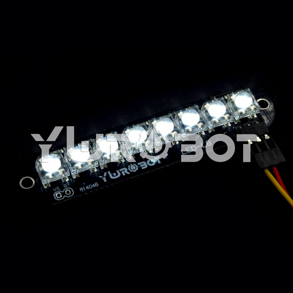 디바이스마트,,YwRobot,8 LED바 모듈 화이트 [ELB050079],아두이노 호환 / 전압 : 5V / 입력 : 디지털 레벨 / 인터페이스 : Arduino 3P 인터페이스 SVG / 사이즈: 77 * 17mm /  주의: LED가 강조 표시되어 있으므로 눈을 다치지 않도록 직접 보지 마세요.