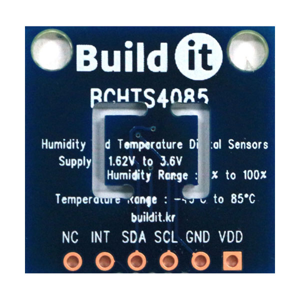 디바이스마트,MCU보드/전자키트 > 센서모듈 > 온도/습도 > 온습도겸용,(주)빌드잇,온습도센서[BCHTS4085],저전력으로 구동되는 고성능 온습도 센서 모듈 입니다.