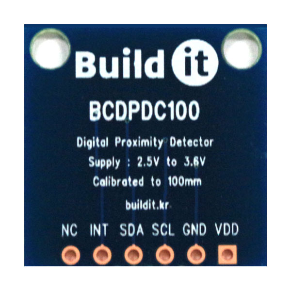디바이스마트,MCU보드/전자키트 > 센서모듈 > 라이다/거리/초음파/라인 > 거리/근접,(주)빌드잇,근접센서[BCDPDC100],저전력으로 구동되는 고성능 근접(Proximity Detector) 센서 모듈 입니다.