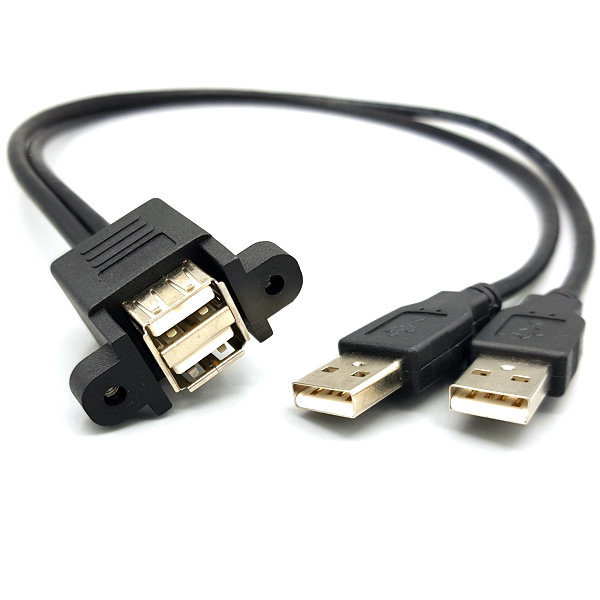 디바이스마트,케이블/전선 > USB 케이블 > 패널마운트(MF),SZH,패널 마운트 듀얼USB케이블 USB 2.0 M/F 50cm [SZH-CAB02],패널 장착이 가능한 USB 2.0 듀얼 USB Male to Female 연장 케이블 / 길이 : 50cm / 색상 : 블랙