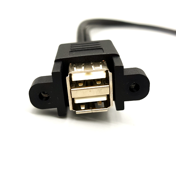 디바이스마트,케이블/전선 > USB 케이블 > 패널마운트(MF),SZH,패널 마운트 듀얼USB케이블 USB 2.0 M/F 50cm [SZH-CAB02],패널 장착이 가능한 USB 2.0 듀얼 USB Male to Female 연장 케이블 / 길이 : 50cm / 색상 : 블랙