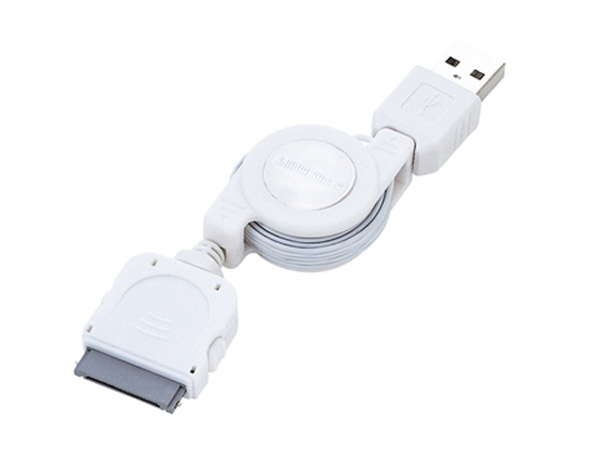 SANWA iPod USB 데이터 충전 자동감김 Dock 케이블 [KB-IPUSB08]