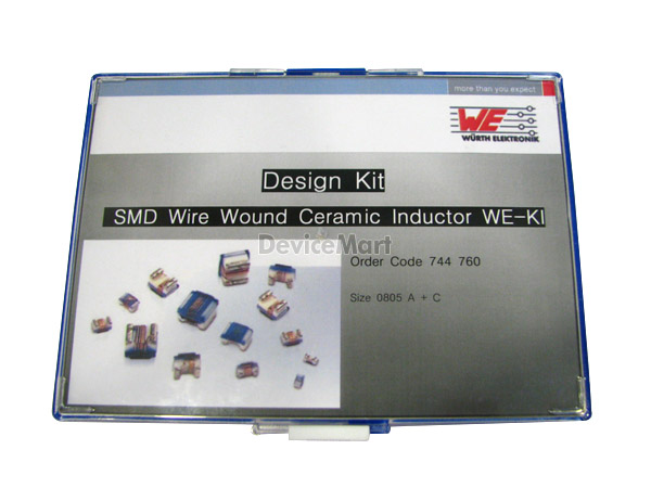 디바이스마트,RLC/수동소자 > 엔지니어 샘플키트 > 인덕터 키트 > 칩인덕터 키트,Wurth Electronics,SMD Wire Wound Ceramic Inductors (WE-KI 0805 Series)-37종 (20개입),WE-KI 0805 시리즈, RF 부품소자, 표면실장 (SMD) 권선형 인덕터,  2.2nH~1500nH 까지 37종 전스펙 각 20개씩 구성, 높은 공진 주파수와 훌륭한 Q 값을 제공, 동작온도 -40℃~+125℃