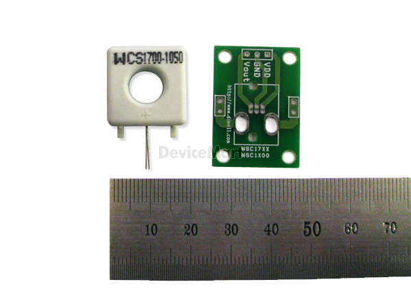 디바이스마트,센서 > 전류센서 > 전류센서,디웰전자,전류센서(WCS1700),8.7mm 직경에 Conductor hole 이 있어 사용이 편리하다. 전류단자(current path)를 임의 Condutor line(전선)을 이용하여 구성할 수 있다.