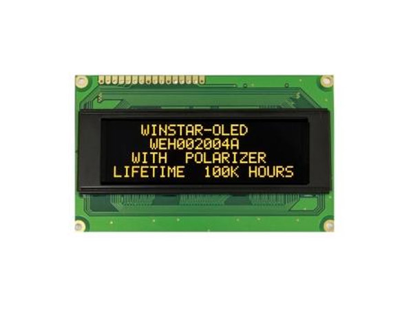 디바이스마트,LED/LCD > LCD 캐릭터/그래픽 > 캐릭터 OLED,winstar,WEH002004ALPP5N (5),20x4글자, 전체크기(98x60), 검은바탕노란글씨, 표시크기(77x25.2), 점크기(0.55x0.54), NO Backlight, 고휘도, 얇고, 넓은시야각, 낮은소비전력, 빠른응답속도(10usec), 높은온도특성(-40C~+80C)